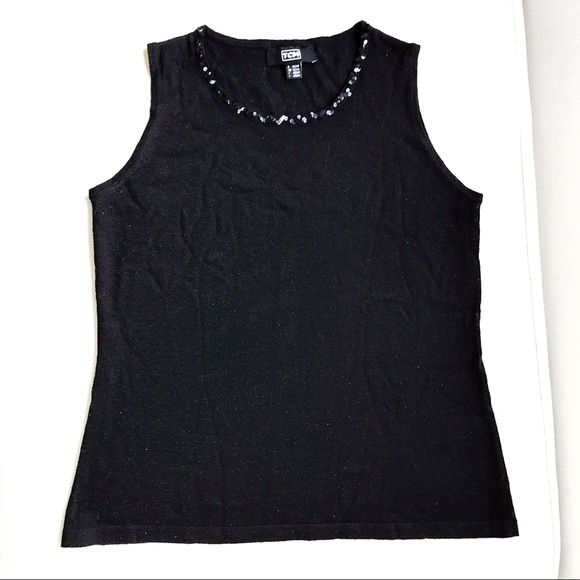 Basic Black Sleeveless Top w/Sequin Detail… - Picture 4 of 6